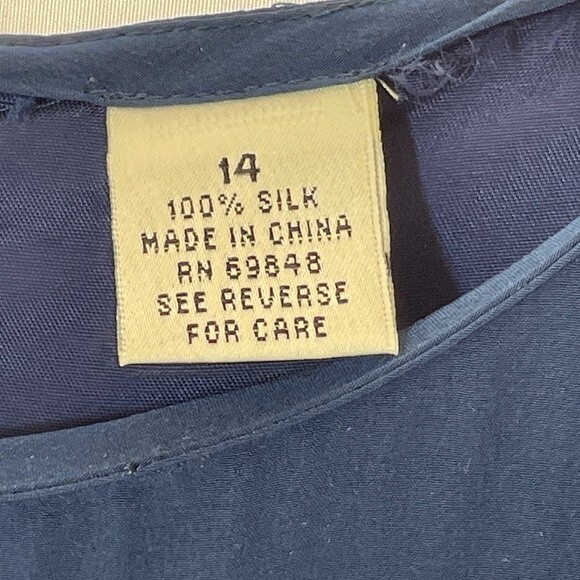 Antonia Collection Dress Blue Silk Shift - Picture 3 of 5